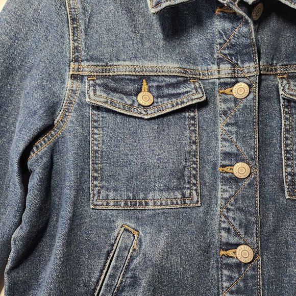 New Women's Sonoma Crop Jean Jacket size Medium Long sleeves Denim New with tags - Picture 2 of 8
